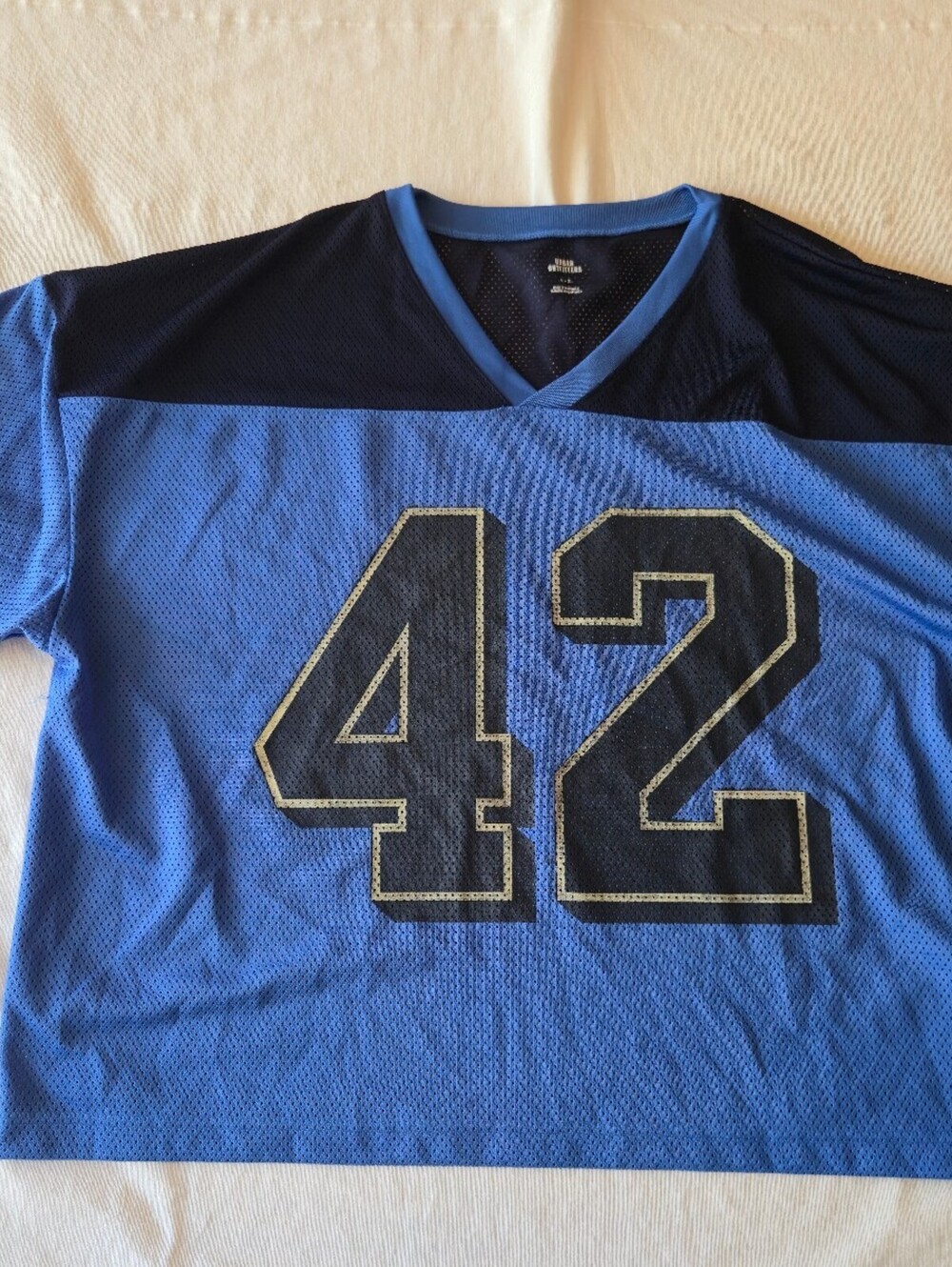 Urban Outfitters Blue and Black Mesh Jersey with Number 42 - Size Large